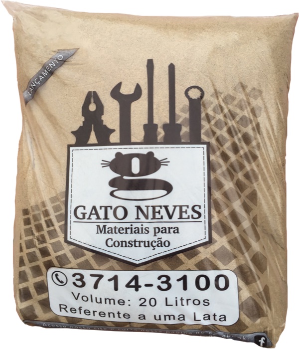 Saco lacrado de areia fina embalada da Gato Neves, 20 litros